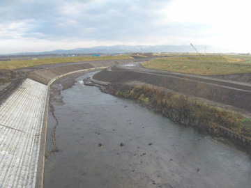 美唄川河岸保護工事全景写真